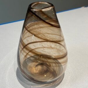 Decorative Art Glass Brown Smokey Swirl Vase - 7.5" Tall